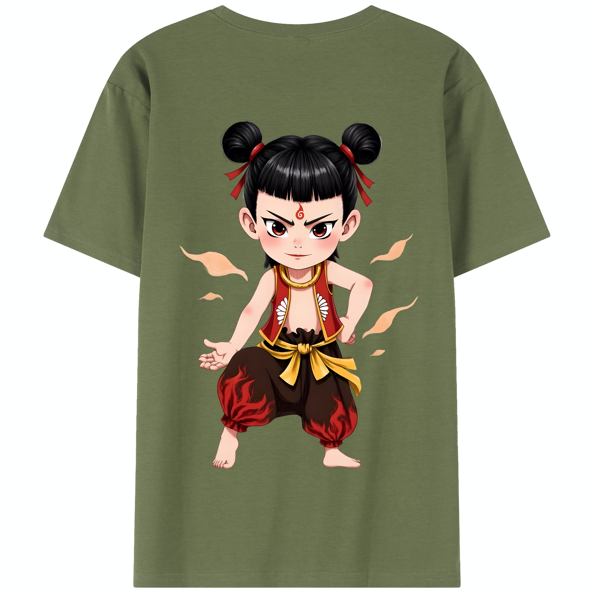 （画像用） Ne Zha 2 ナタ 魔童の大暴れ 綿100％半袖Tシャツ（背面プリント）